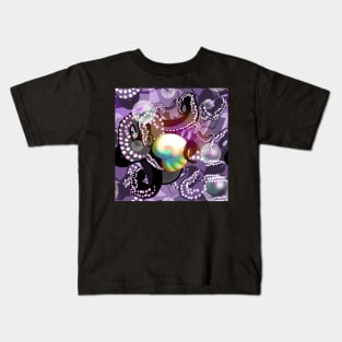 Purple and black octopus tentacles iridescent seashell rainbow bubble shimmer Kids T-Shirt